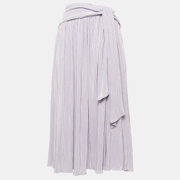 Jonathan Simkhai Light Purple Lurex Plisse Knotted Midi Skirt M